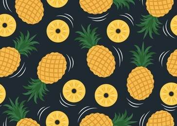 seamless pattern of pineapple pattern isolated on black background 