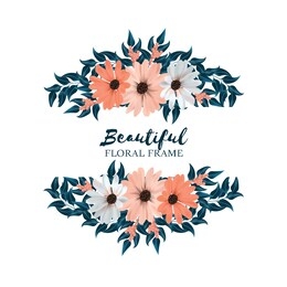 beautiful horizontal floral frame with flower bouquet for universal multi purpose decoration and wedding greeting card