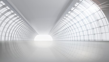 a large long hall with lots of windows. empty space. vector illustration.