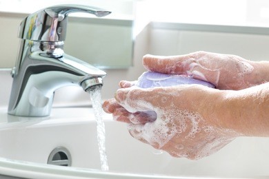 hygiene concept. washing hands with soap