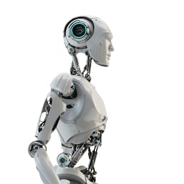 smart handsome robot man torso with an open mechanical digestive system, 3d rendering