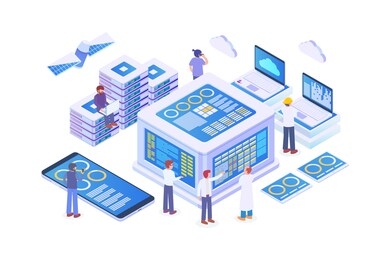 modern isometric big data illustration, web banners, suitable for diagrams, infographics, book illustration, game asset, and other graphic related assets