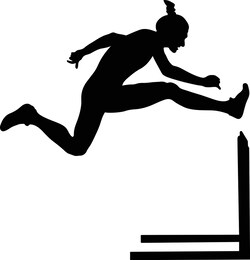 women athlete runner running hurdles attack black silhouette