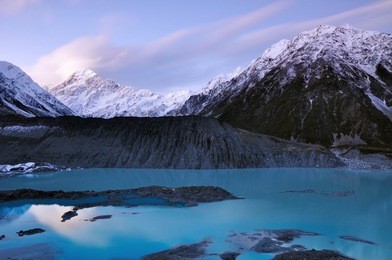 mueller glacier, aoraki mount cook national park new zealand