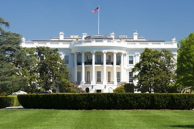 white house on deep blue sky background