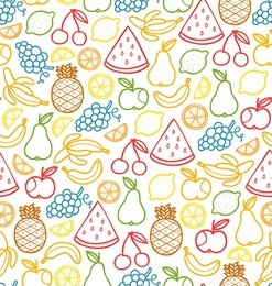seamless pattern with doodle juicy fruits