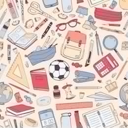 back to school seamless pattern with education supplies or stationery on light background. colorful hand drawn illustration in realistic style for wrapping paper, wallpaper, backdrop