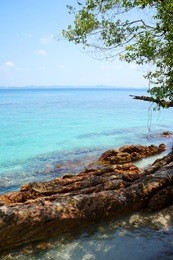 landscape of beautiful tropical beach at kapas island, malaysia