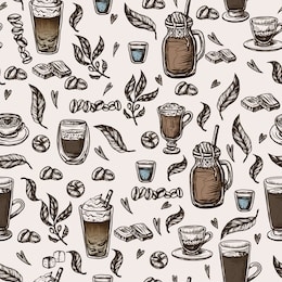 seamless pattern with coffee cups. vector.