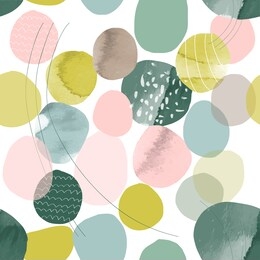 trendy seamless pattern of geometric shapes and doodles. colorful watercolor pattern in memphis style