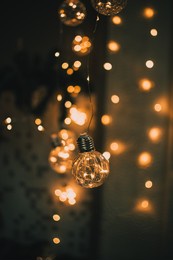 christmas decoration light bulbs with blurred background