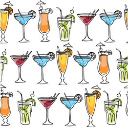 cocktail drinks vector illustration pattern