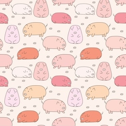 cute pig seamless pattern background. vector illustrations for gift wrap design.