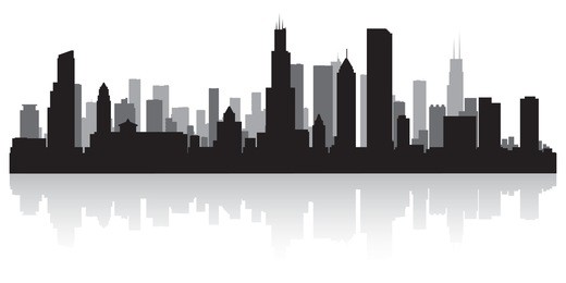 chicago usa city skyline silhouette vector illustration