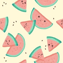 slices of watermelon. cute and pretty slices of watermalon. seamless summer background.