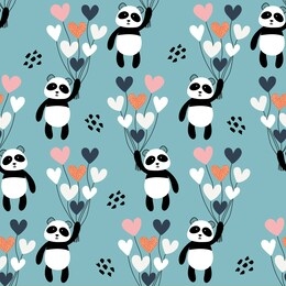 cute panda with balloons  seamless pattern background. design for fabric, wrapping, textile, wallpaper, apparel.