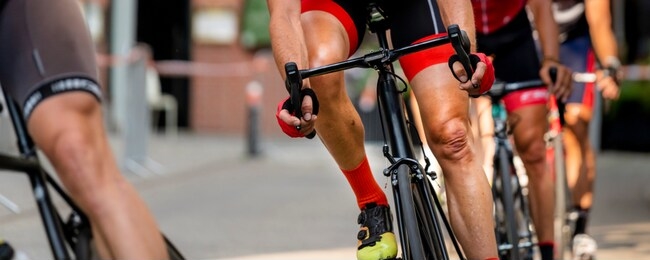 detail view of athletes in a cycling competition
