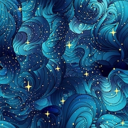 natural texture. decorative hand drawn doodle ornamental curly seamless pattern. vector endless background. starry night line art drawing. splash ocean, clouds or hair.
