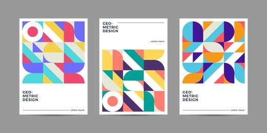 set of retro geometric covers. abstract shape compotition.vector 10