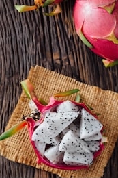 dragon fruit on wooden table background