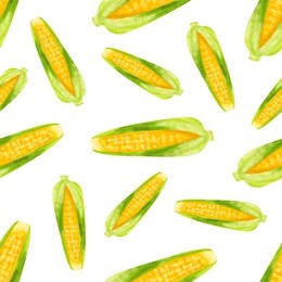 corn background illustrations in digital painting or hand draw cartoon style. concept healthy food,organic farm.