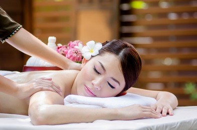 beautiful asian woman doing spa massage