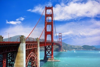 the golden gate bridge in the summertime in san francisco, california usa