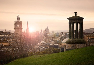 view of edinburgh city center from calton hill