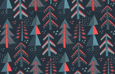 vector seamless pattern with fir forest. christmas background with spruce trees. nature design. season greeting digital paper.