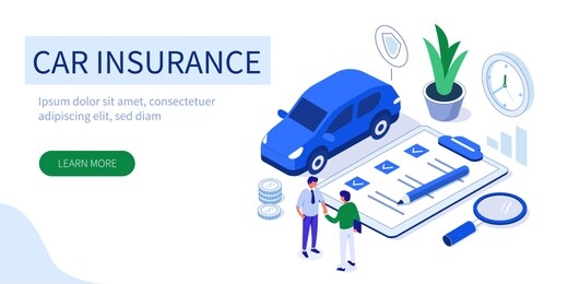 car insurance concept with text place. can use for web banner, infographics, hero images. flat isometric illustration isolated on white background.