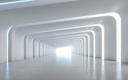 illuminated corridor interior design. 3d rendering
