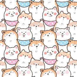 seamless pattern of cute cartoon shiba inu and akita dog illustration design