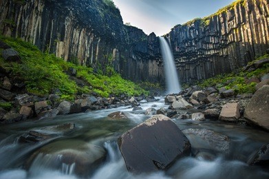 svartifoss, black waterfall, iceland