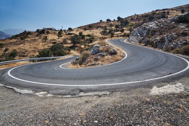greece, the road in the mountains