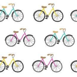 seamless pattern with bicycles. vector cycling background. healthy transport concept