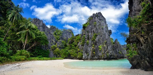 beautiful "wild" beach among the rocks of el nido.philippines