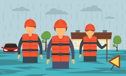 flood concept banner. flat illustration of flood vector concept banner for web design