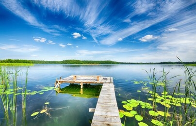 beautiful summer day on masuria lake district in poland
