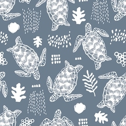 seamless pattern with sea turtles.