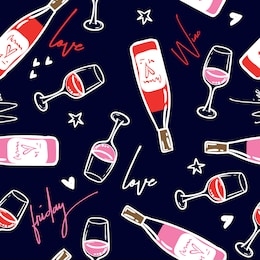 wine pattern. fashion seamless pattern with pink girl stickers  for textile. fashion modern grunge background textile, prints, paper products, the web. girls pattern