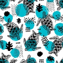 seamless pattern with sea turtles.