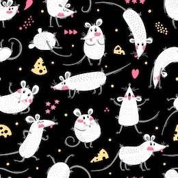 seamless pattern with cute rats. funny little mice for a repeatable design of surfaces and fabrics. symbol of the new year 2020. vector illustration.