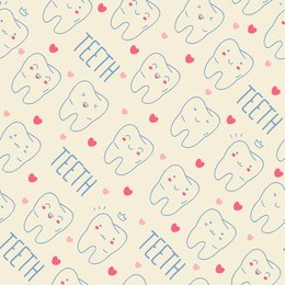 seamless teeth pattern in pastel shades