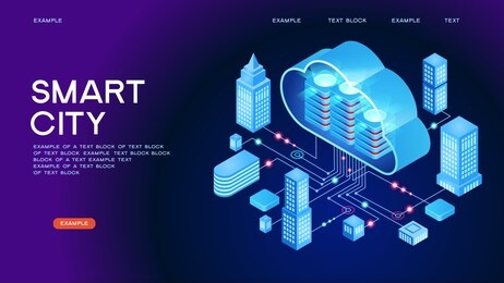 smart city or intelligent building isometric vector concept. smart home control concept. concept home with technology system. 3d isometric vector illustration.