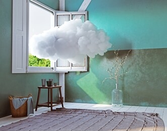 cloud in the room. 3d creative concept rendering