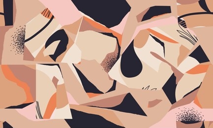 modern artistic illustration pattern. creative collage with shapes. seamless pattern. fashionable template for design.