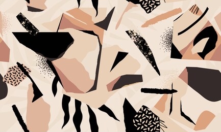 modern artistic illustration pattern. creative collage with shapes. seamless pattern. fashionable template for design.