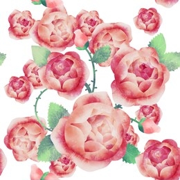 pink rose seamless pattern, illustration isolated on white background