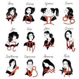 zodiac signs girl set illustration.vector sketch.