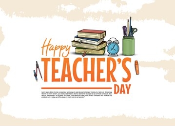 happy teachers day vector illustration with school equipment for poster, brochure, banner and greeting card